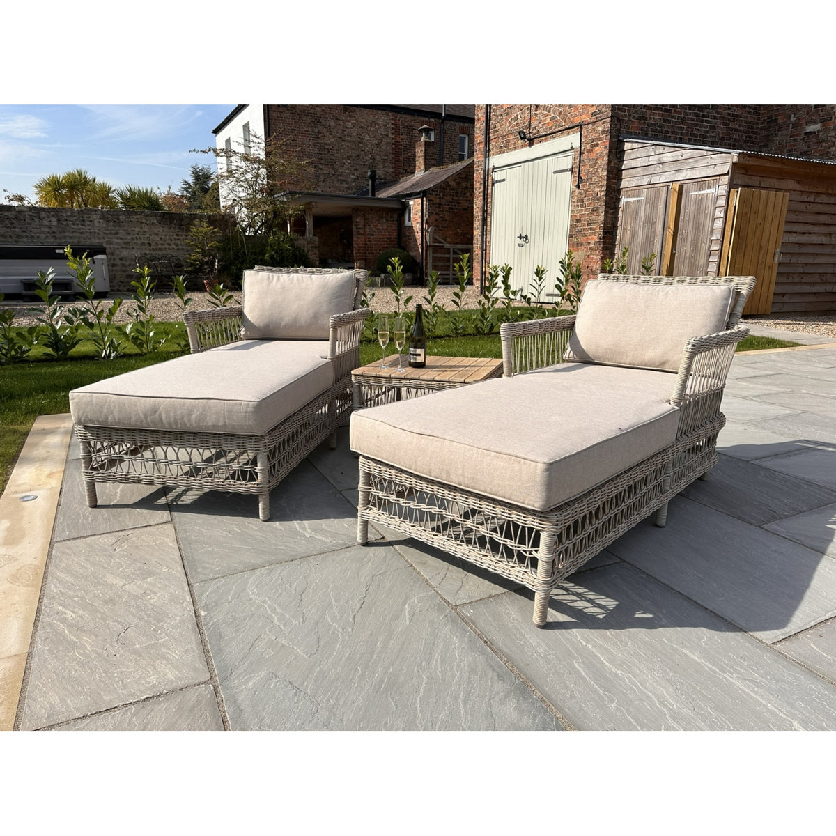 Provence Collection Outdoor Sun Lounger Set - Beige