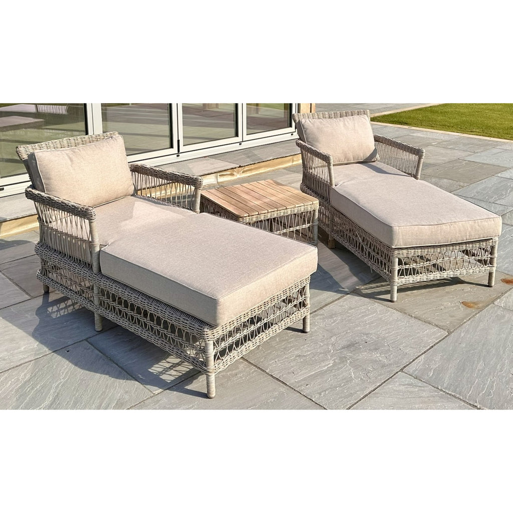 Provence Collection Outdoor Sun Lounger Set - Beige