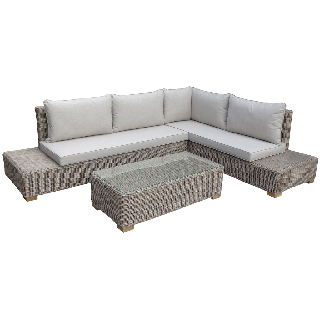 Capri Collection Outdoor Large Corner and Coffee Table Set - Beige