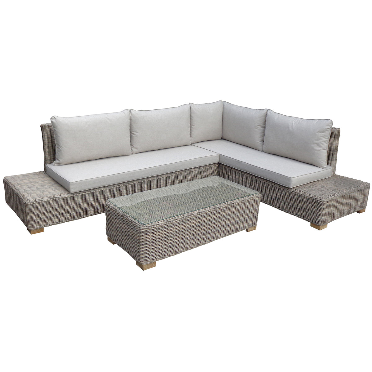 Capri Collection Outdoor Large Corner and Coffee Table Set - Beige
