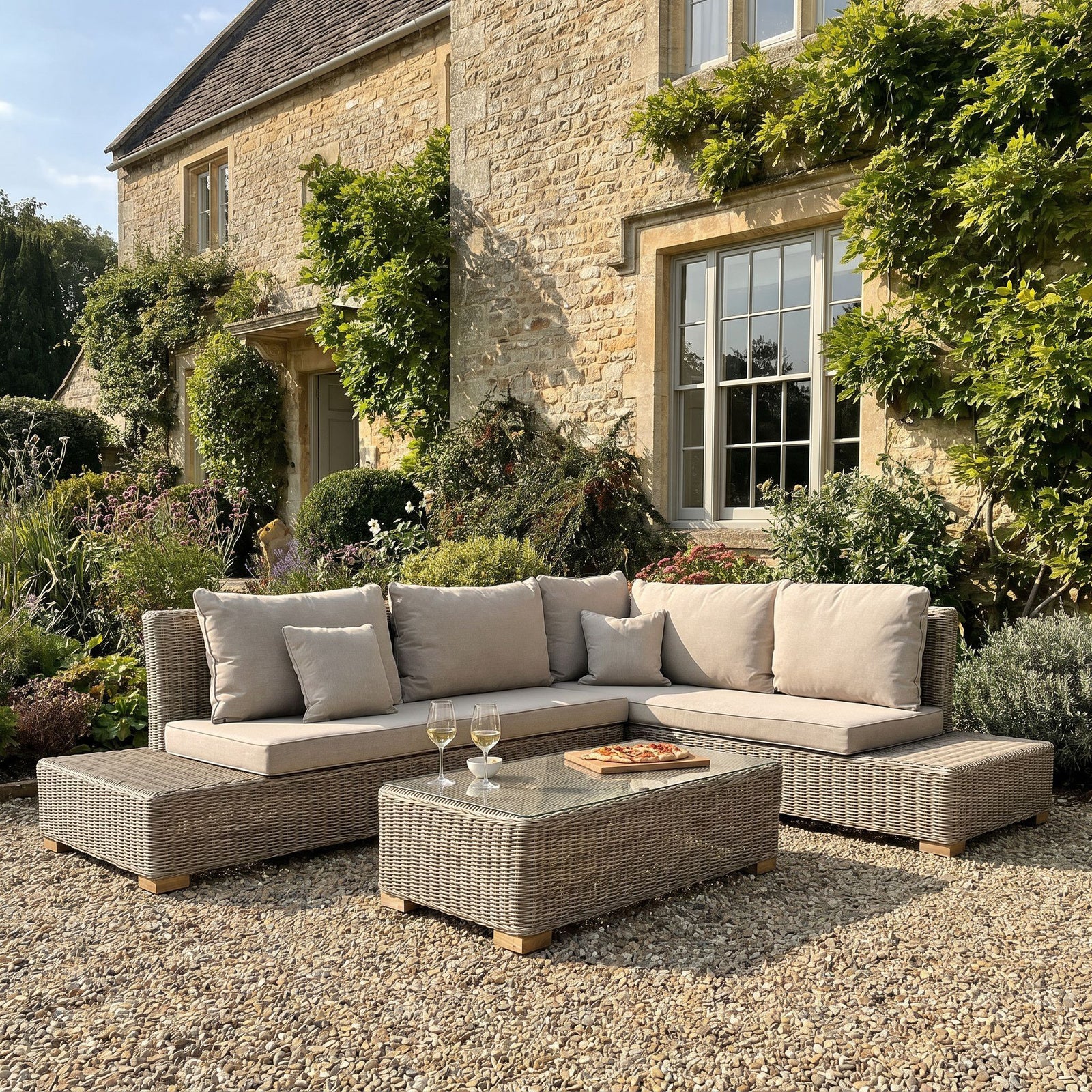 Capri Collection Outdoor Large Corner and Coffee Table Set