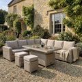 Amalfi Outdoor Large Corner Set with Riser Table + 2 Stools