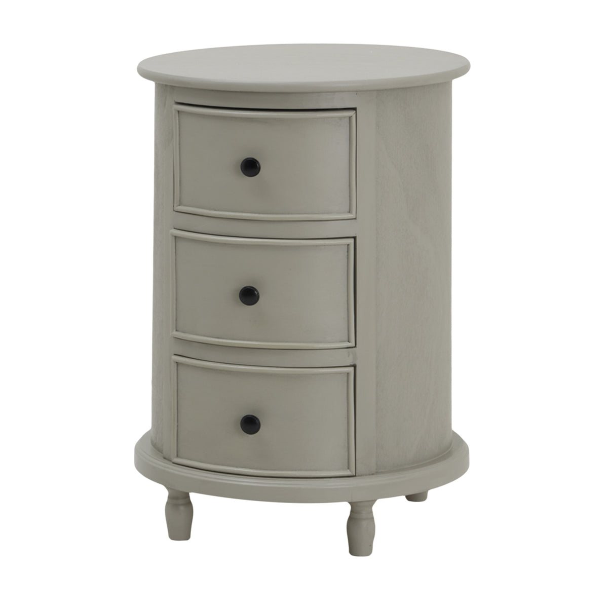 Camden Collection Three Drawer Round Side Table - Grey