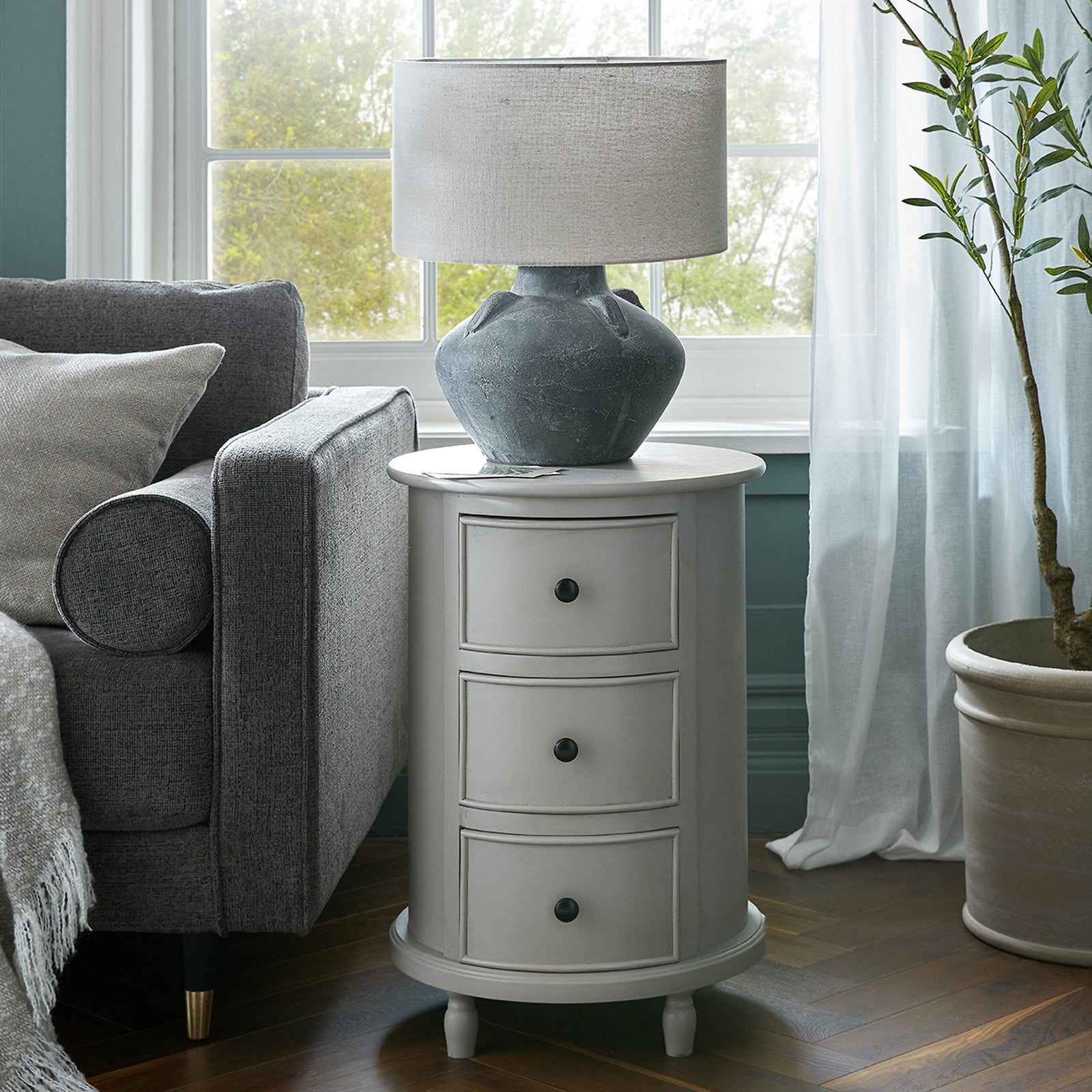 Camden Collection Three Drawer Round Side Table