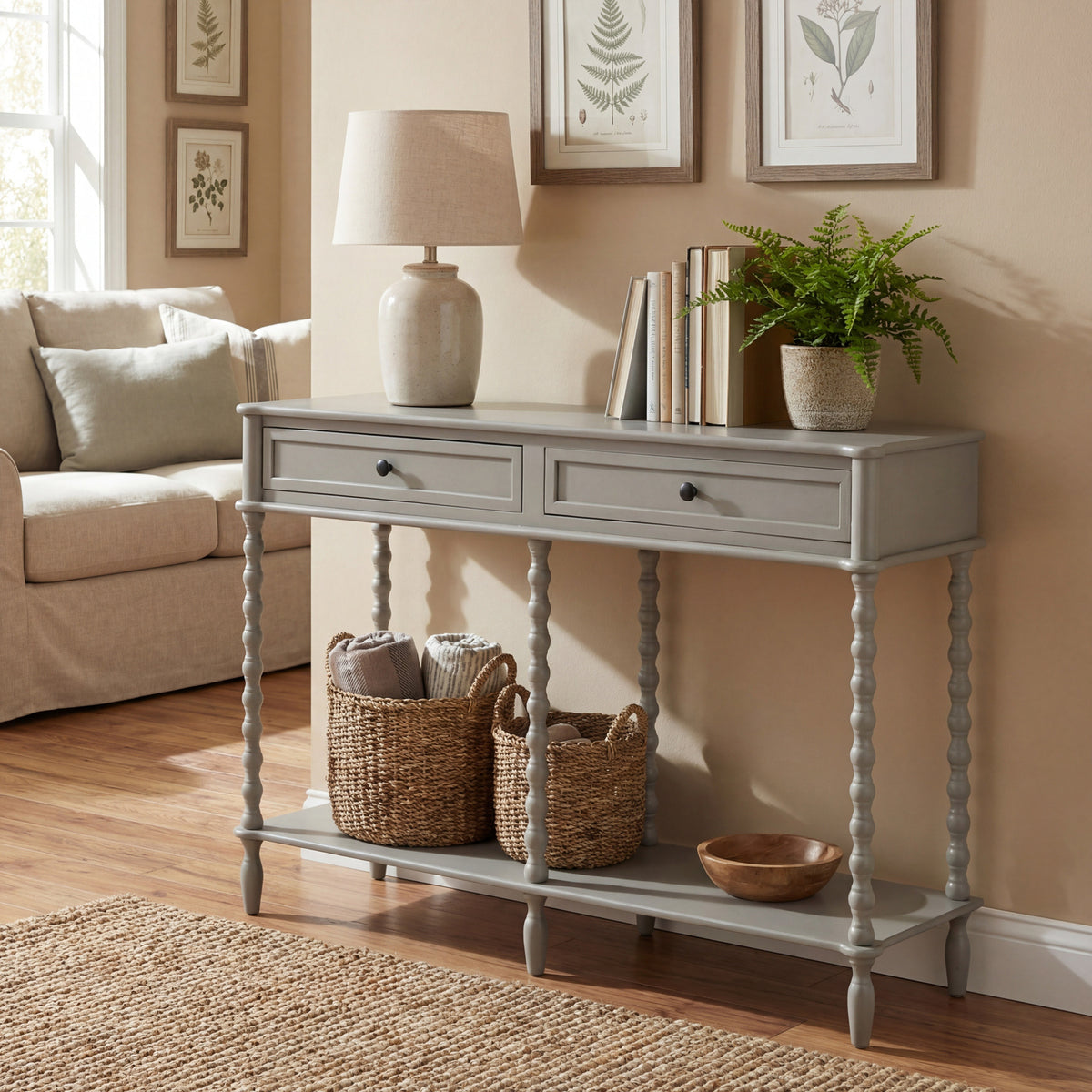 Camden Collection Large Two Drawer Console Table - Grey