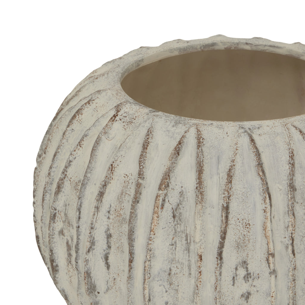 Lorenzo Rotund Fin Vase - White