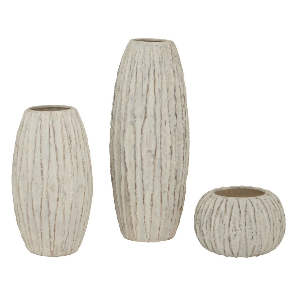Lorenzo Rotund Fin Vase - White