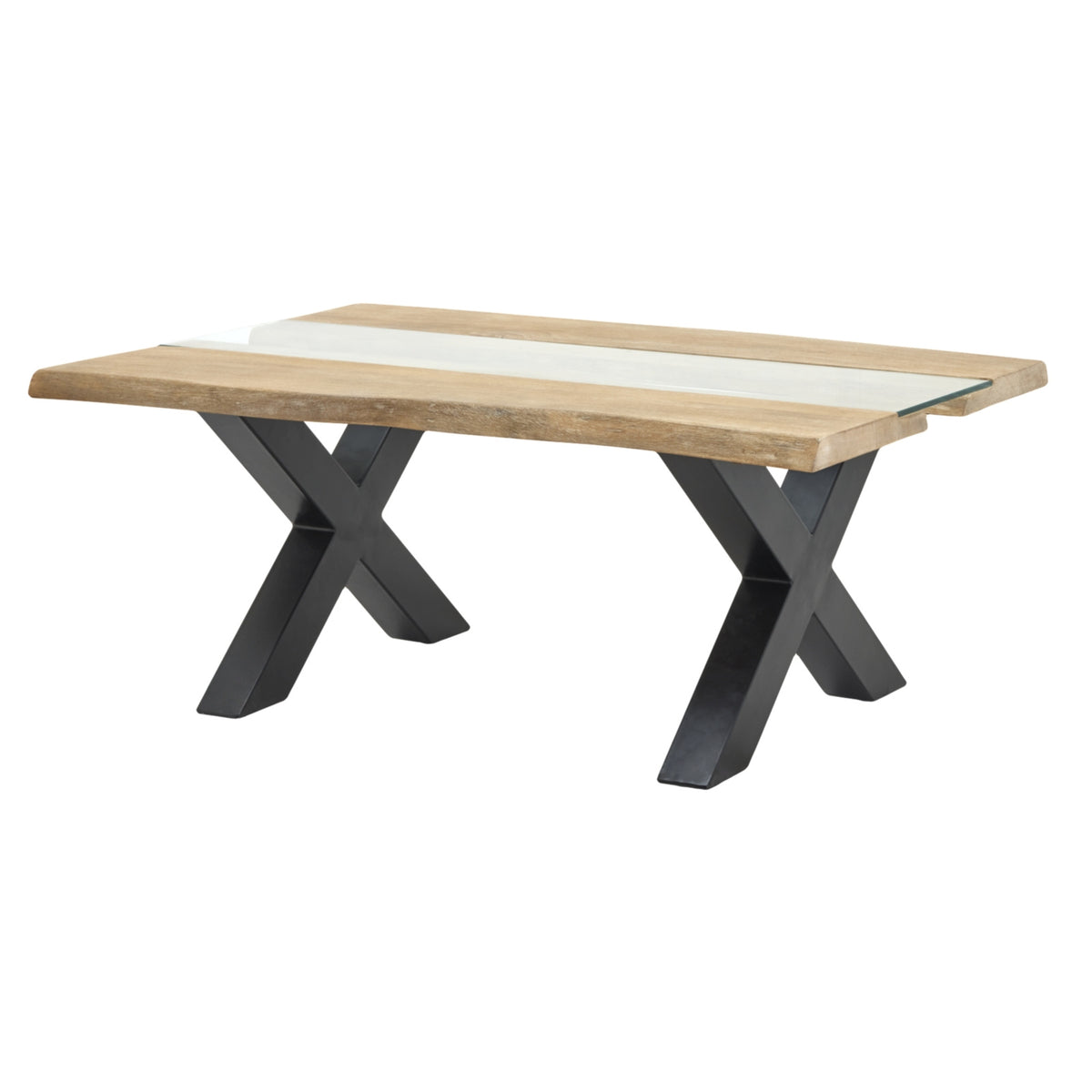 Live Edge Collection Light Acacia River Coffee Table - Black