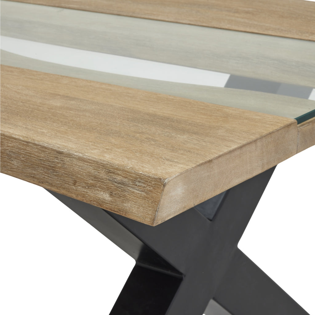 Live Edge Collection Light Acacia River Coffee Table - Black