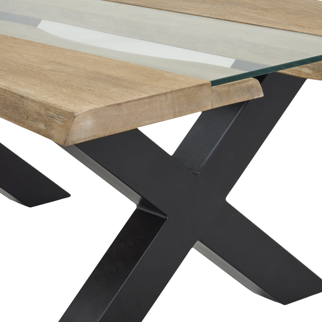 Live Edge Collection Light Acacia River Coffee Table - Black