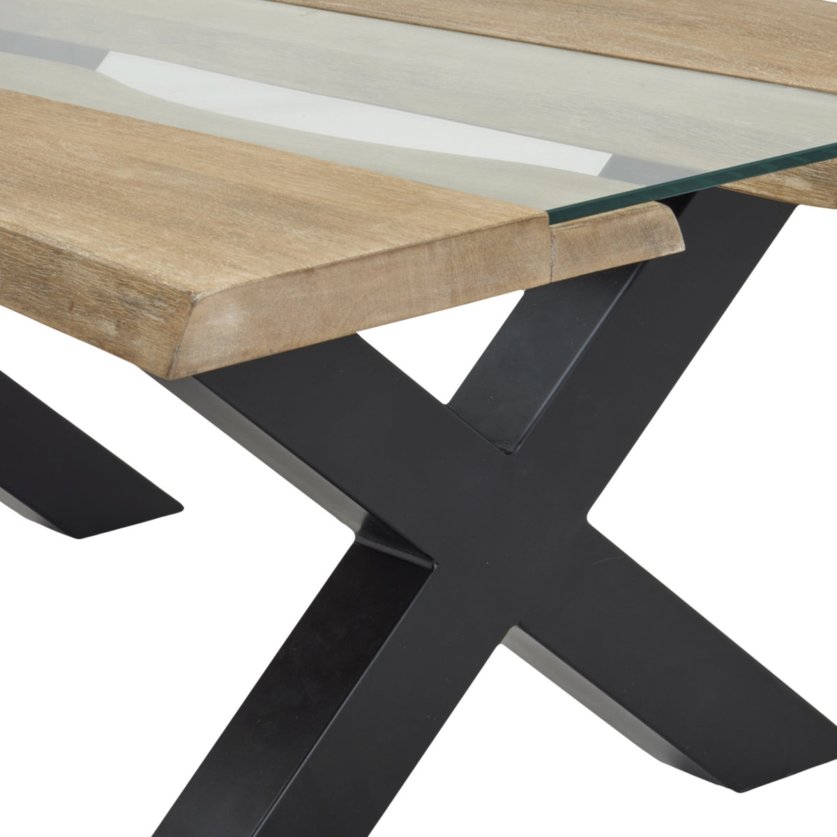 Live Edge Collection Light Acacia River Coffee Table - Black