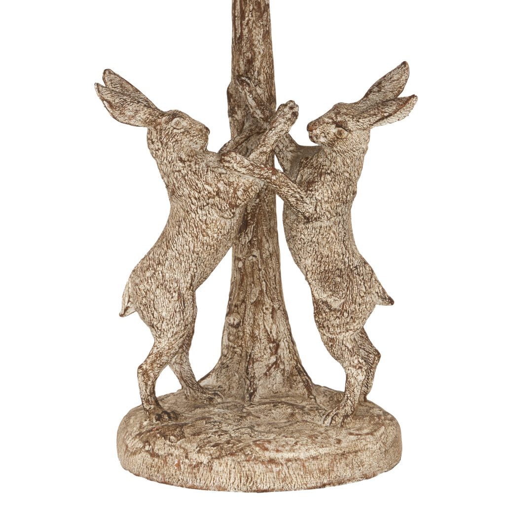 Stonewashed Marching Hares Lamp with Linen Shade - Brown