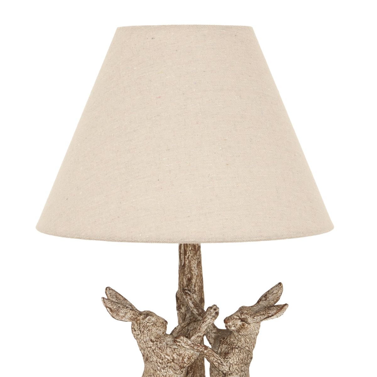 Stonewashed Marching Hares Lamp with Linen Shade - Brown