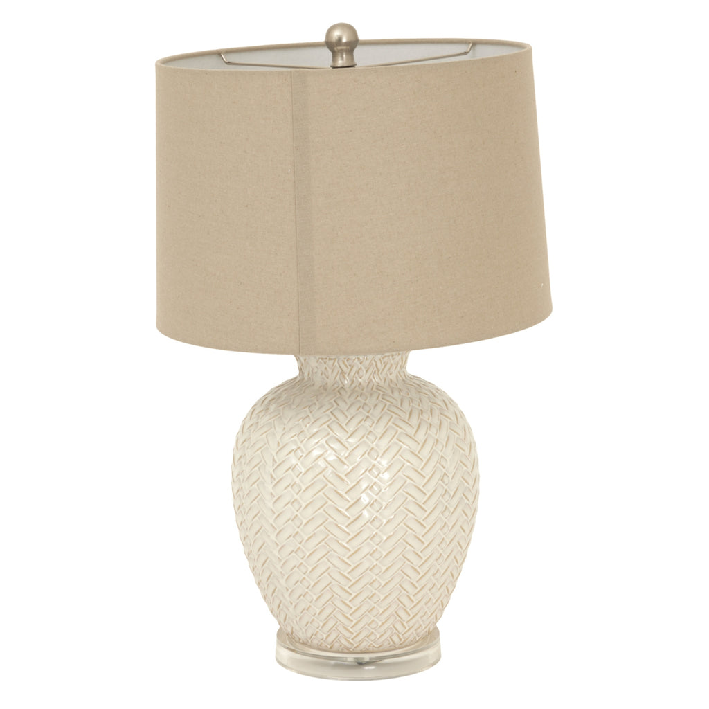Twill Weave Ceramic Table Lamp with Linen Shade