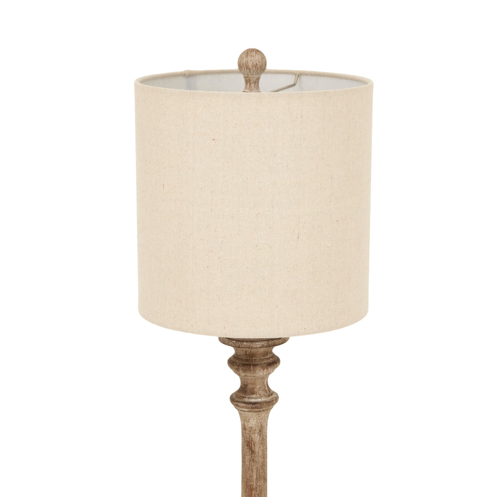 Pallido Candlestick Table Lamp with Linen Shade - Brown