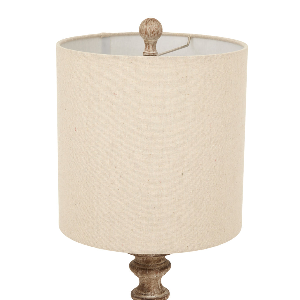 Pallido Candlestick Table Lamp with Linen Shade - Brown