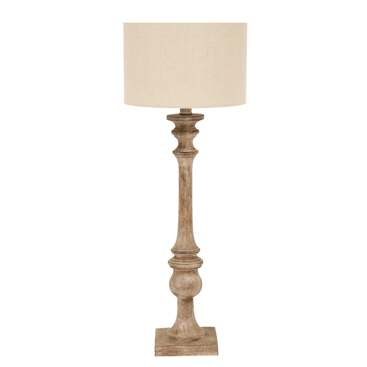 Pallido Candlestick Table Lamp with Linen Shade - Brown