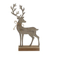 Rustic Metal Reindeer On Stand - Silver
