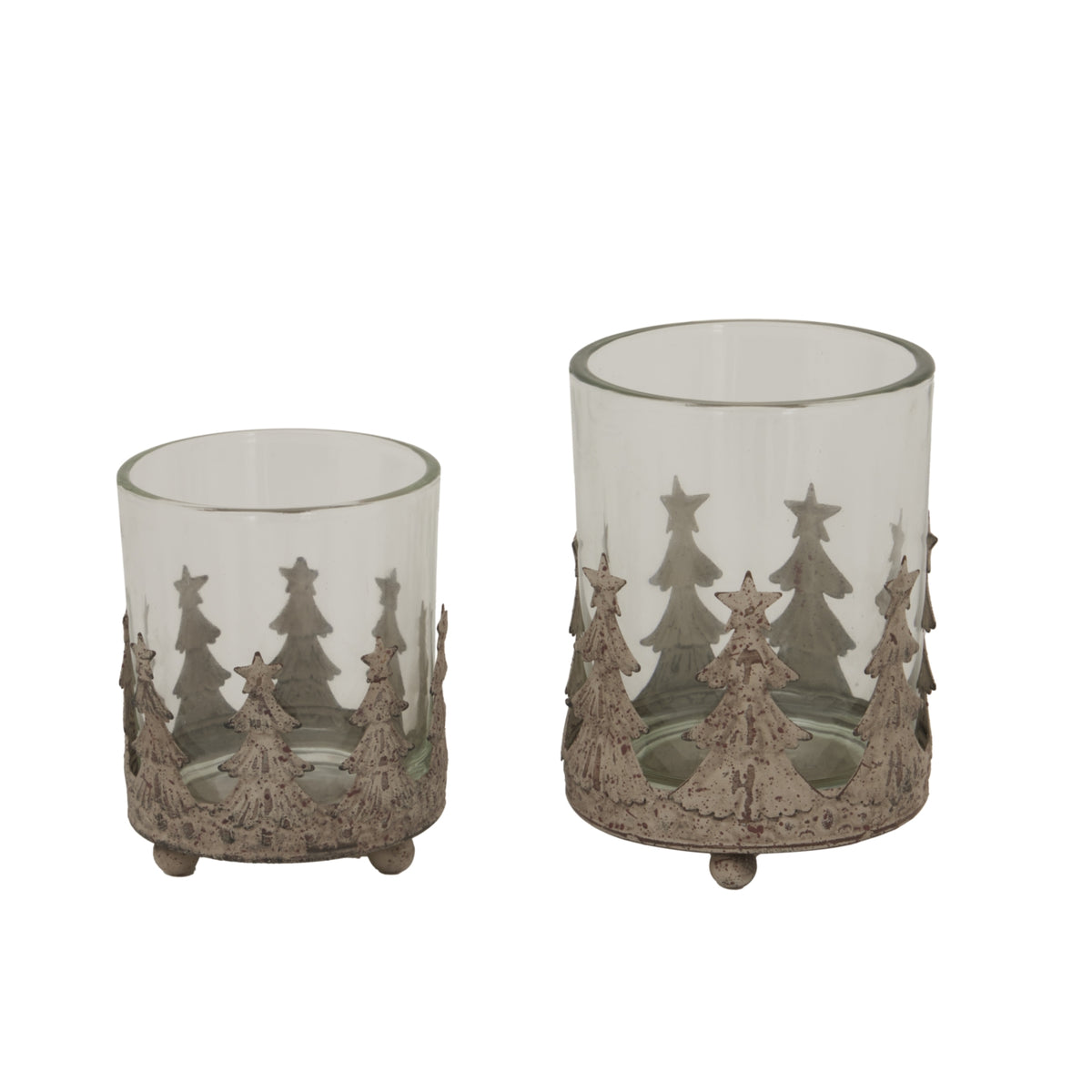 Large Rustic Glass Candle Holder, close-up