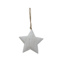 Large Whitewashed Rustic Hanging Star - White