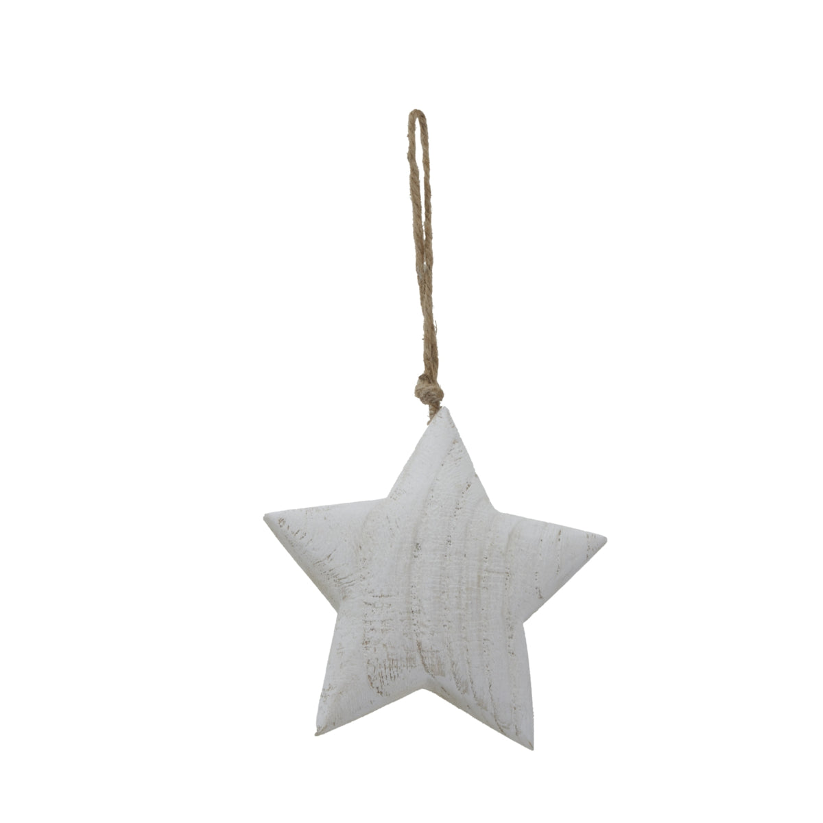 Large Whitewashed Rustic Hanging Star - White