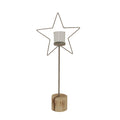 Large Natural Rustic Star On Wood Stand with Glass Votive