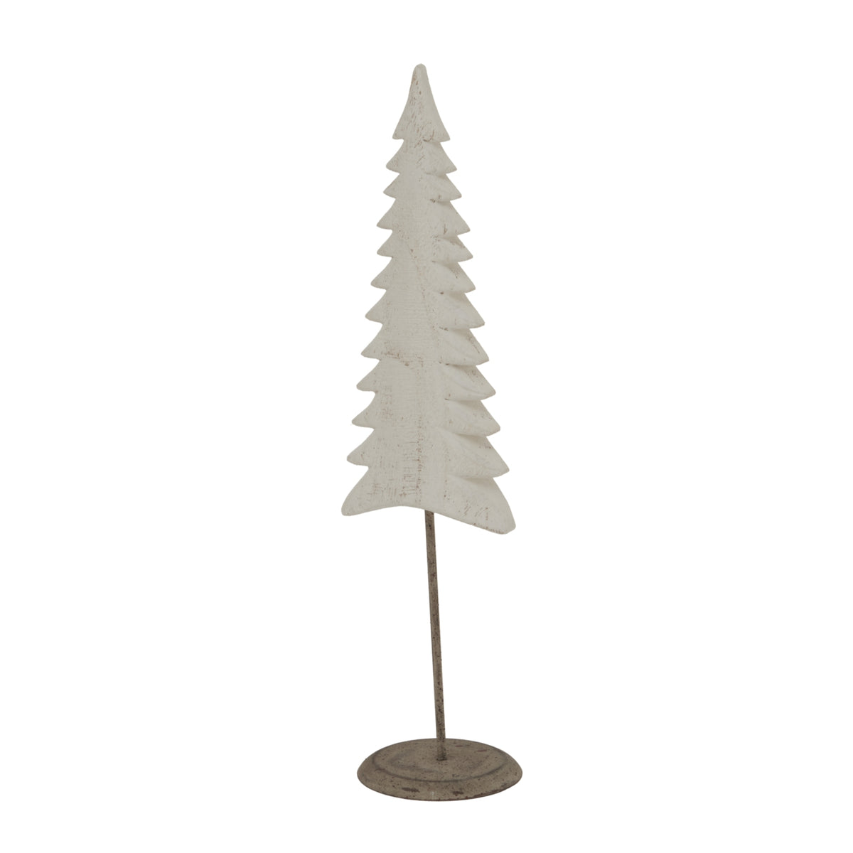 Large Whitewashed Tall Tree On Stand - White
