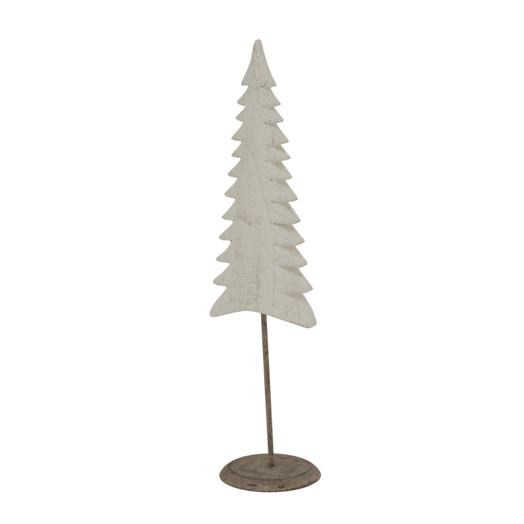 Medium Whitewashed Tall Tree On Stand - White