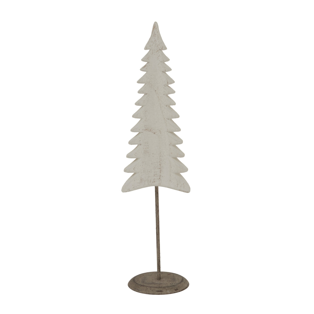 Large Whitewashed Tall Tree On Stand - White