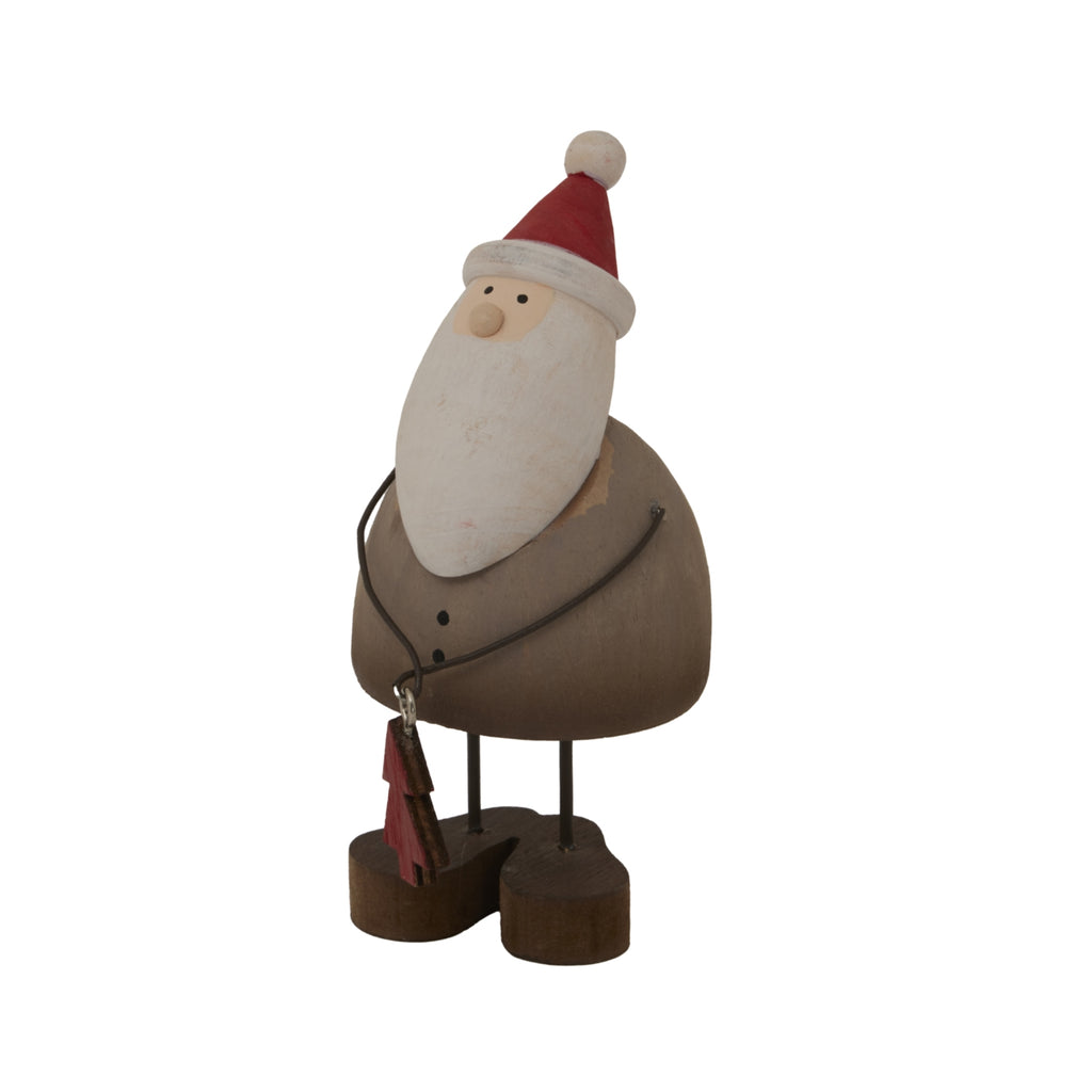 Rustic Santa with Tree Decoration - Brown