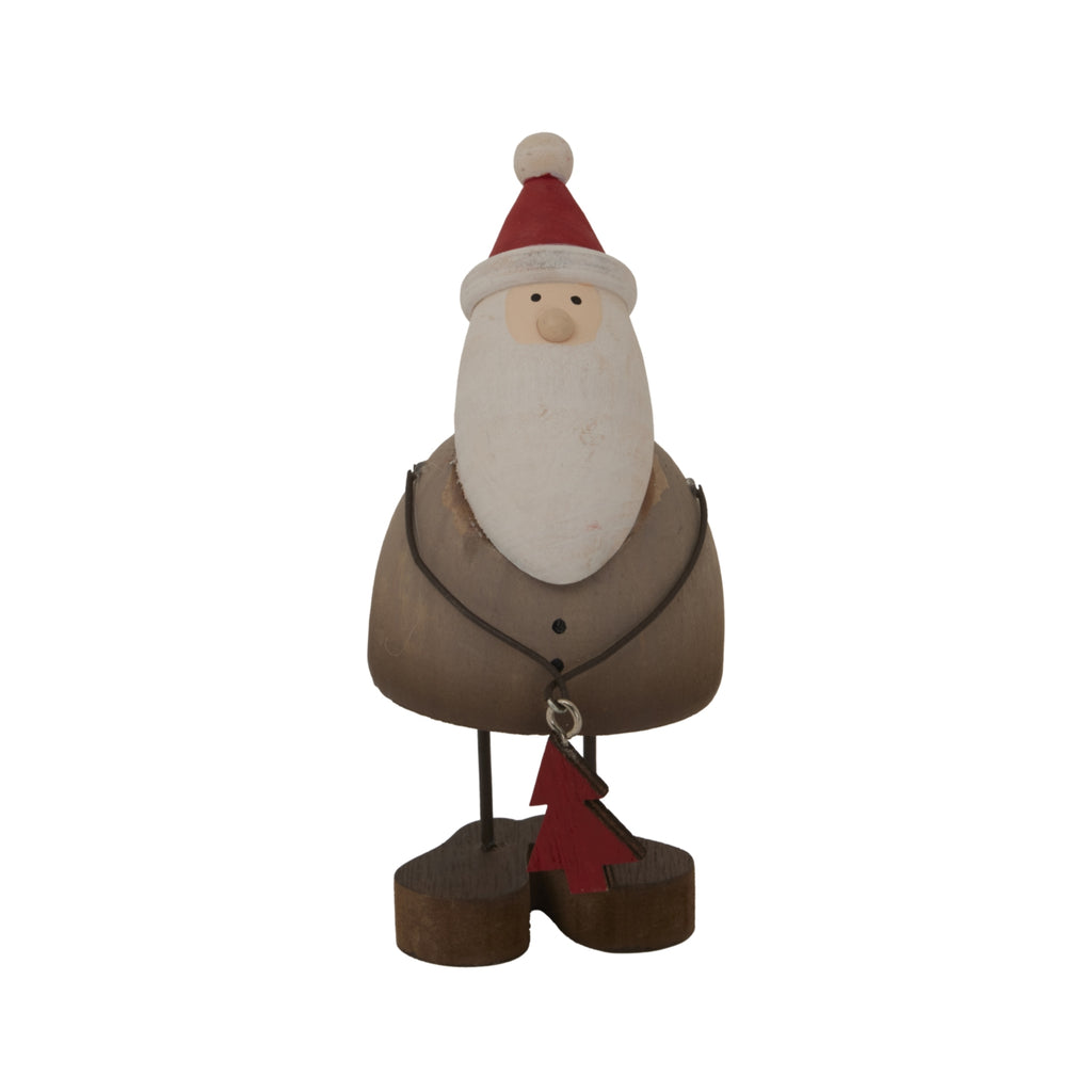 Rustic Santa with Tree Decoration - Brown