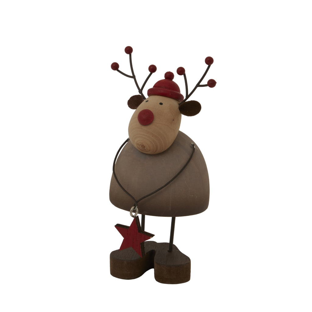Rustic Reindeer with Star Decoration - Brown