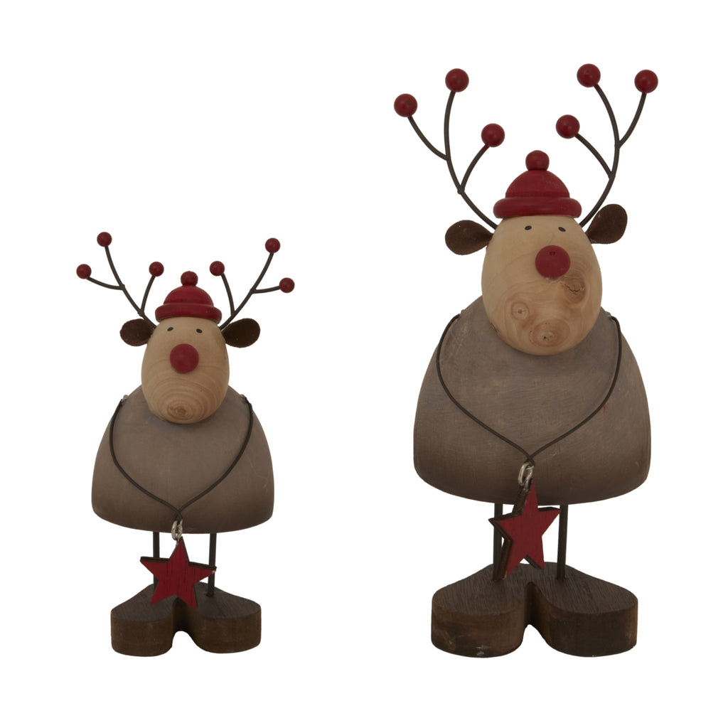 Rustic Reindeer with Star Decoration - Brown