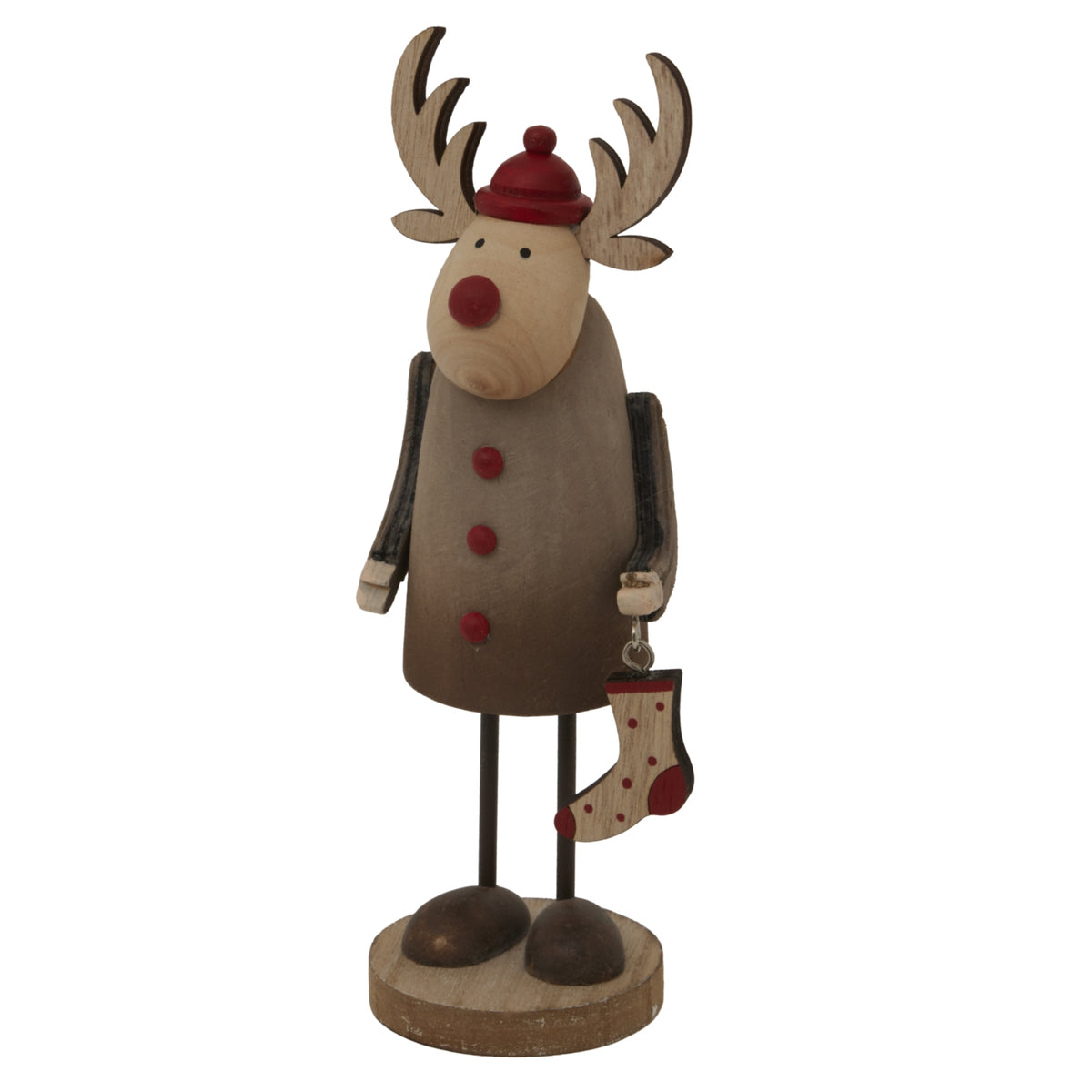 Rustic Rudolf with Stocking Decoration - Brown