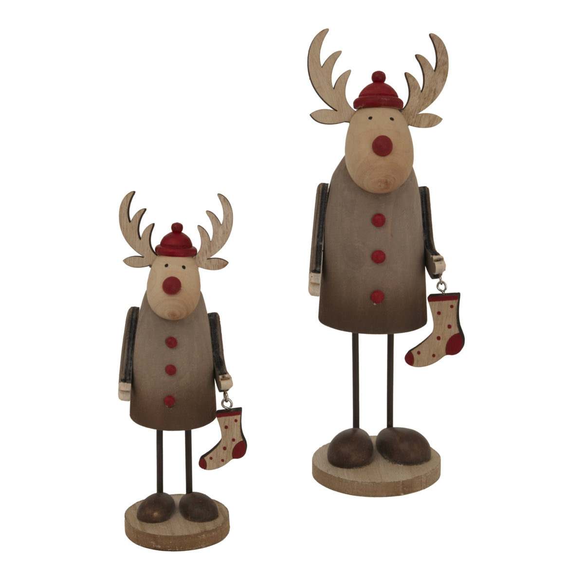 Rustic Rudolf with Stocking Decoration - Brown