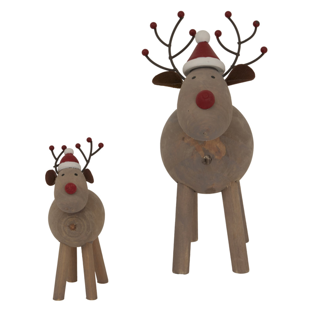 Large Rustic Rudolf with Hat - Brown