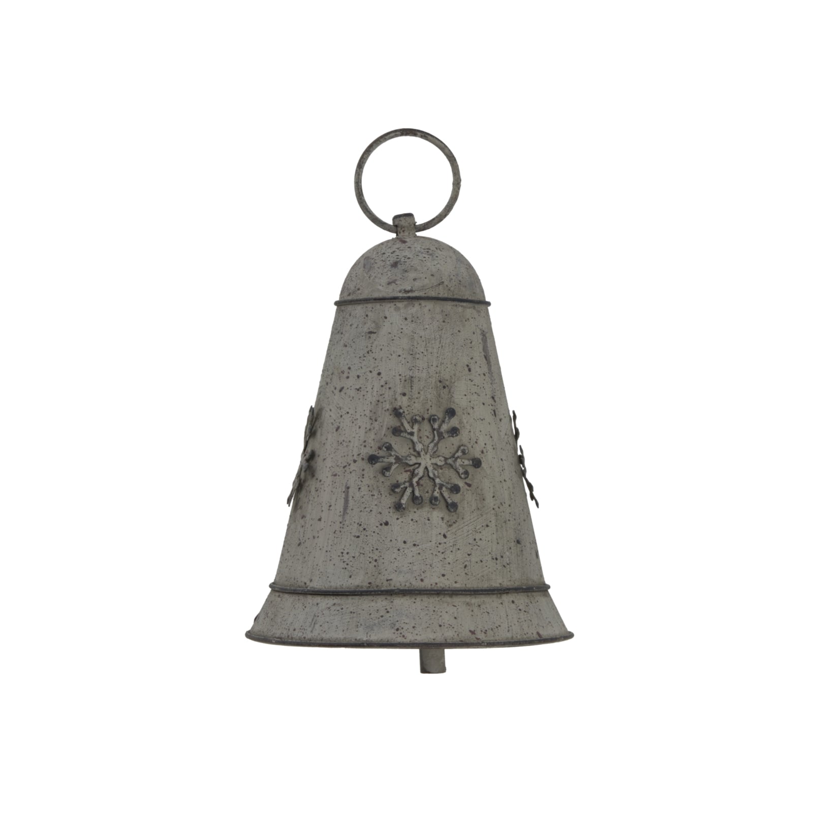 Medium Rustic Metal Hanging Bell with Snowflake