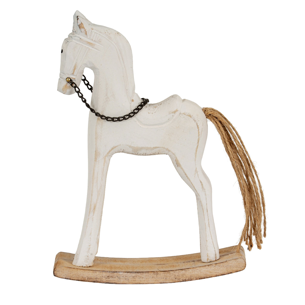 Large Whitewashed Rustic Rocking Horse