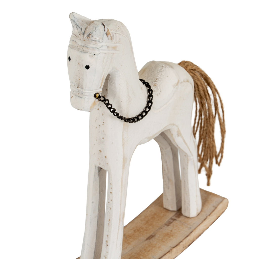 Large Whitewashed Rustic Rocking Horse
