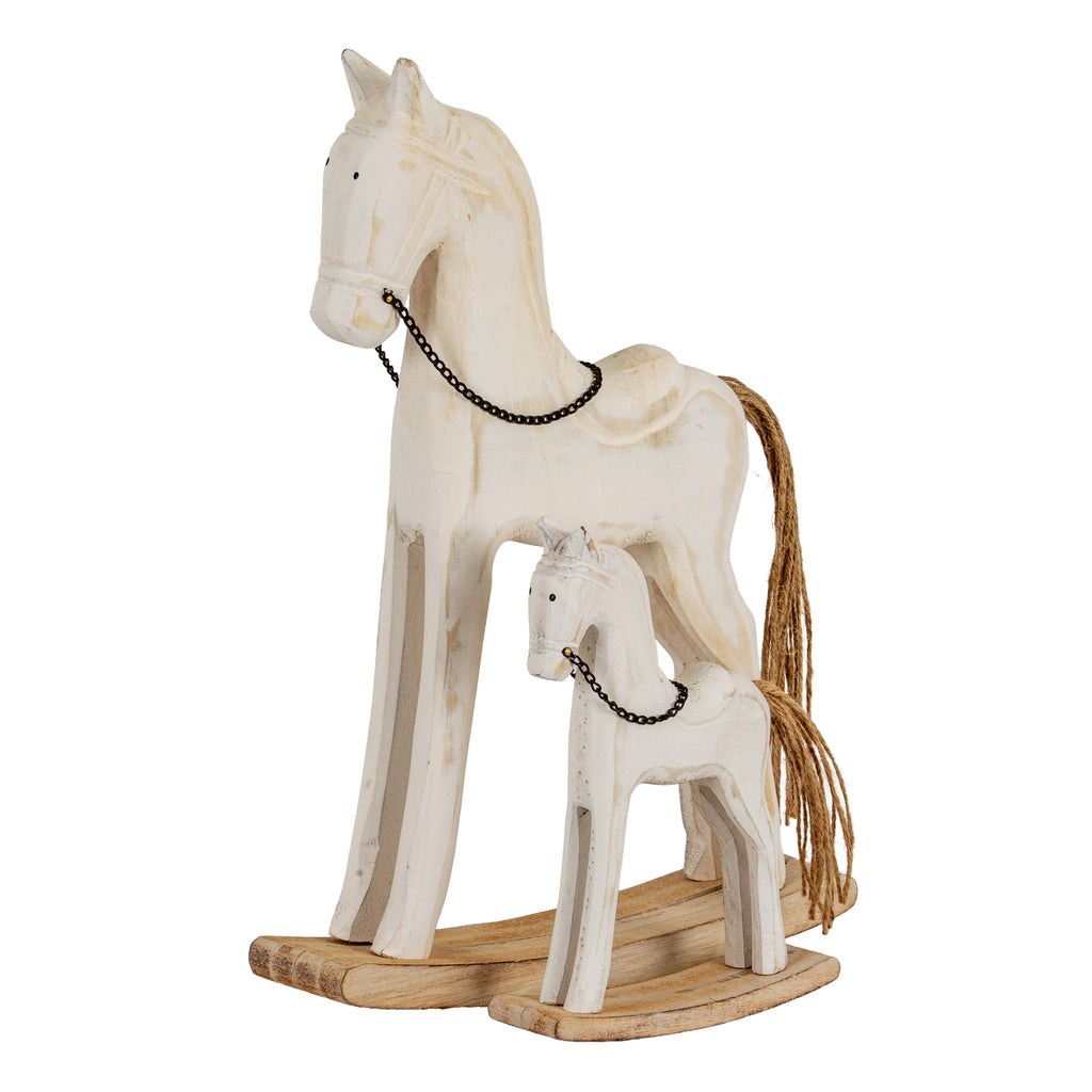 Whitewashed Rustic Rocking Horse