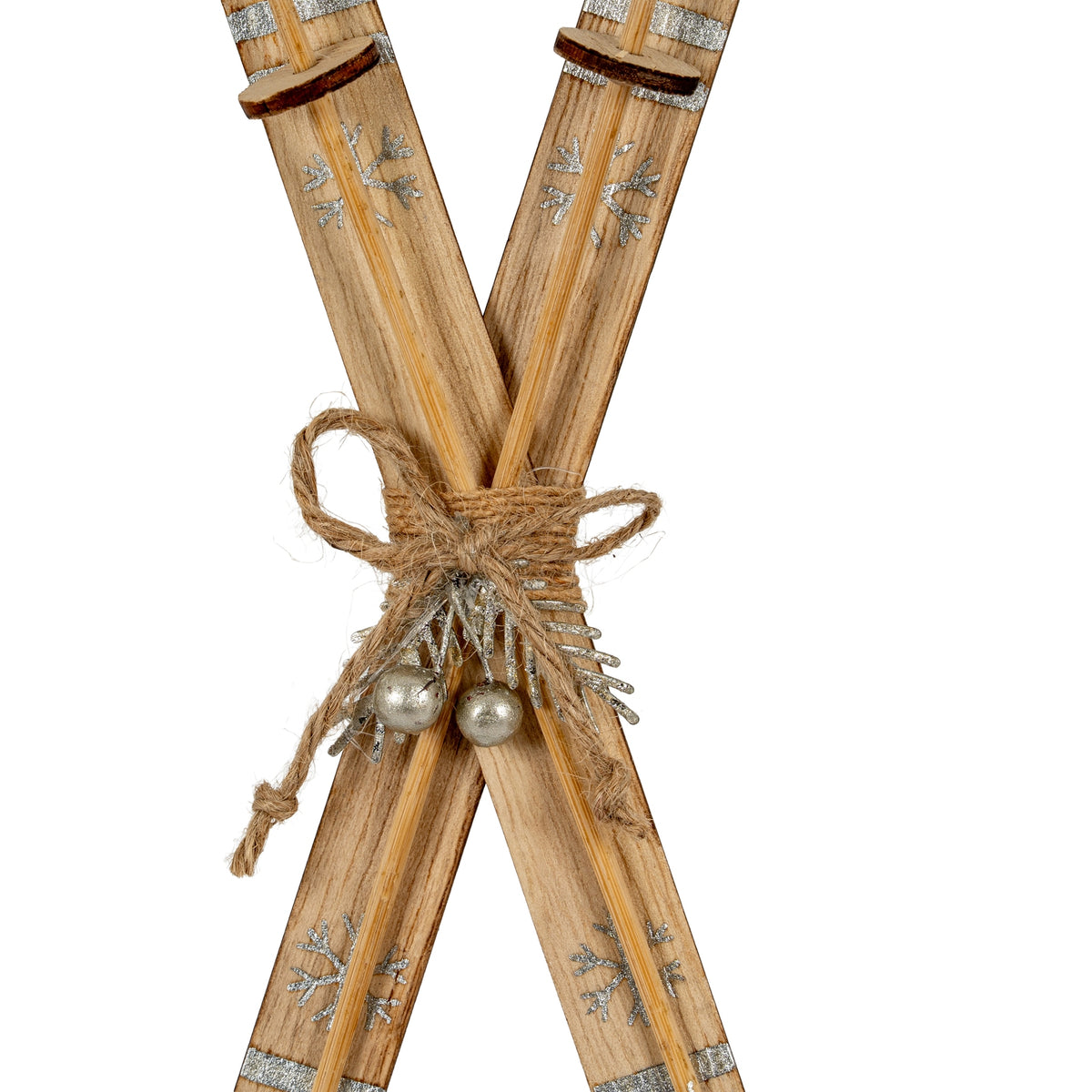 Natural Rustic Crossed Skis - Brown