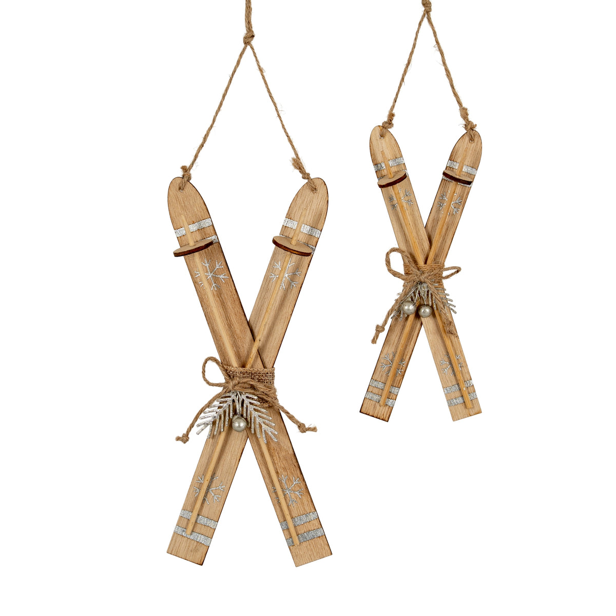 Natural Rustic Crossed Skis - Brown