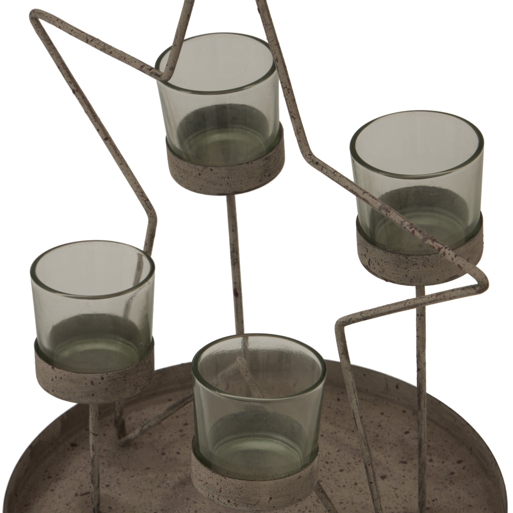 Rustic Outline Star with Four Glass Votives - Antique bronze