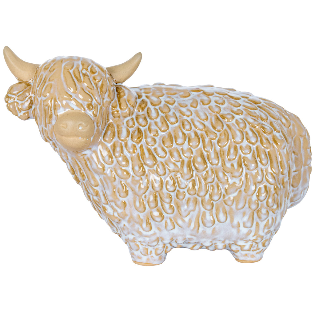Alora Ceramic Highland Cow - White