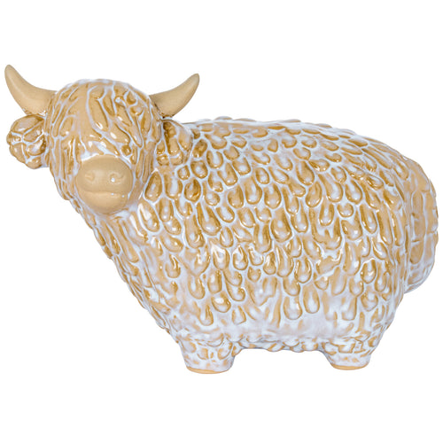 Alora Ceramic Highland Cow - White