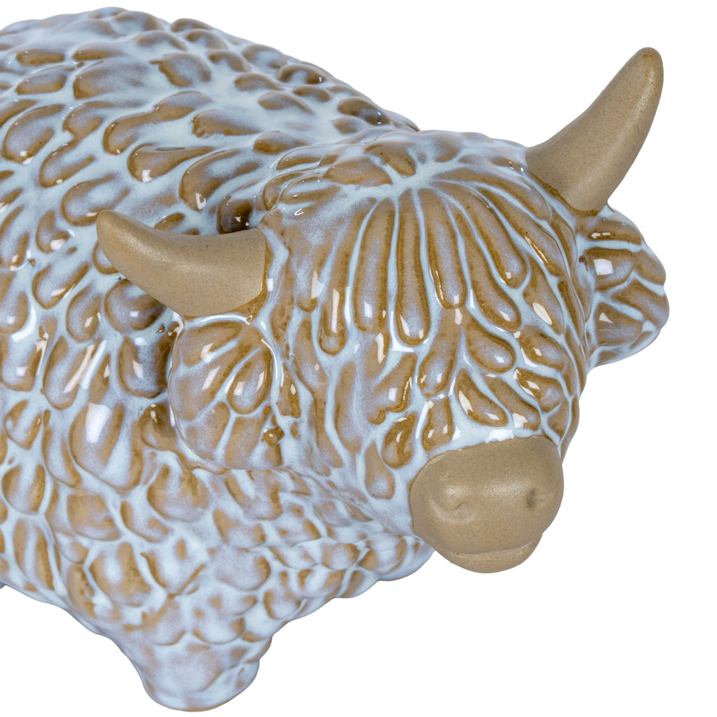 Medium Alora Ceramic Highland Cow - White