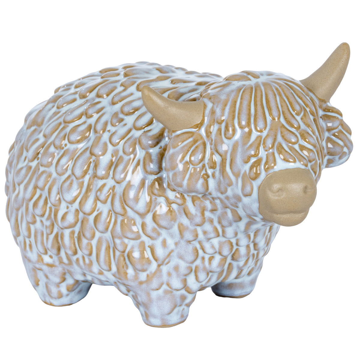 Medium Alora Ceramic Highland Cow - White