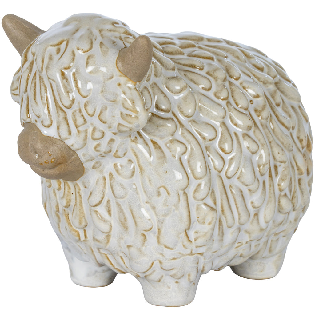 Alora Ceramic Highland Cow Planter Gazing Left