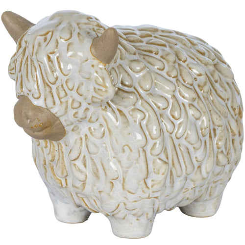 Alora Ceramic Highland Cow Planter Gazing Left