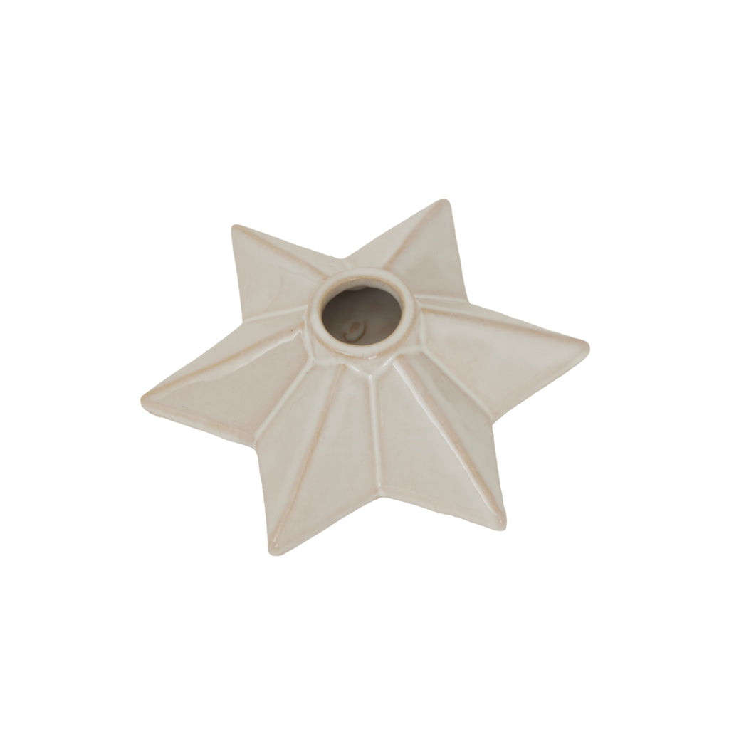 Alora Ceramic Angled Star Candle Holder - White